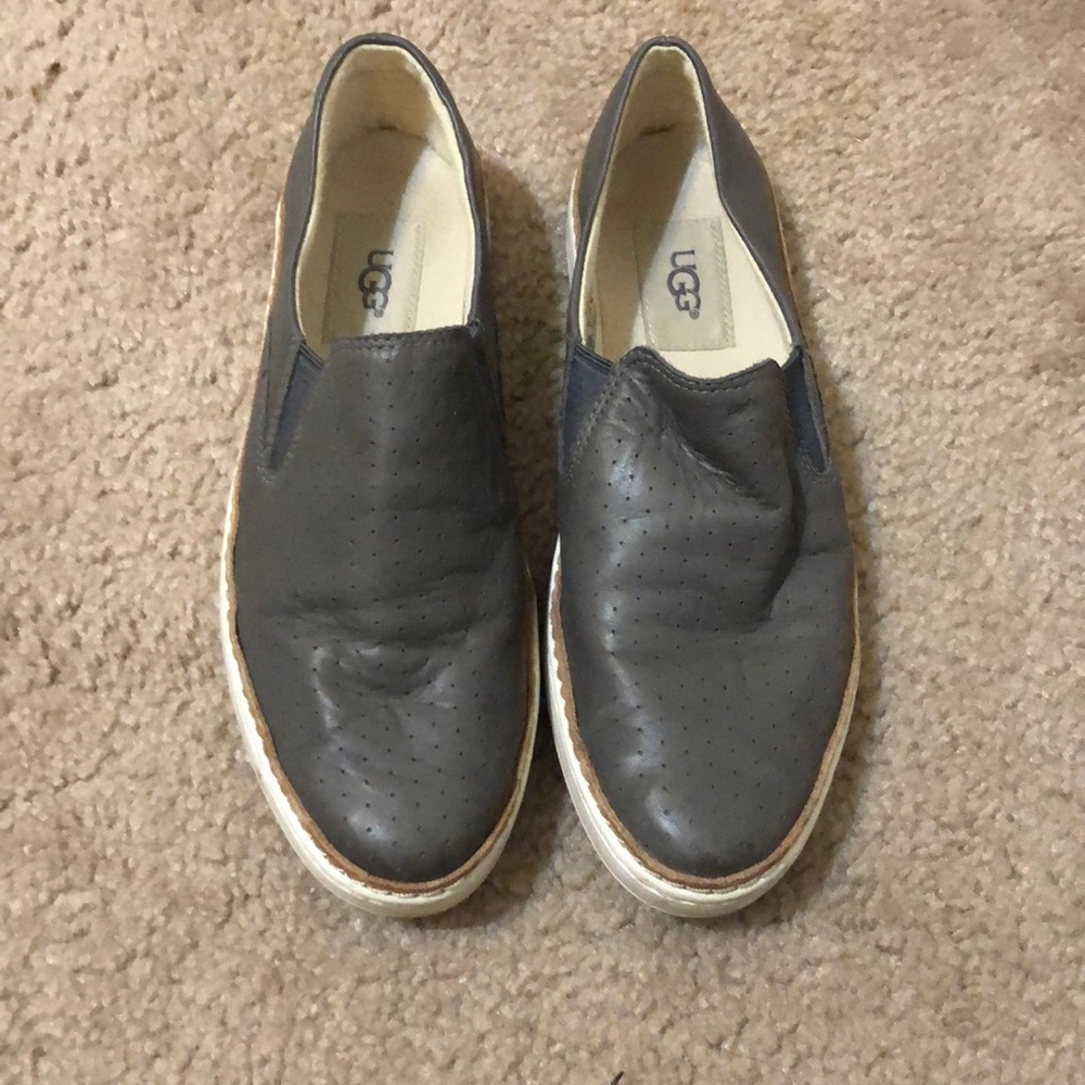 Ugg adley gray leather sneakers